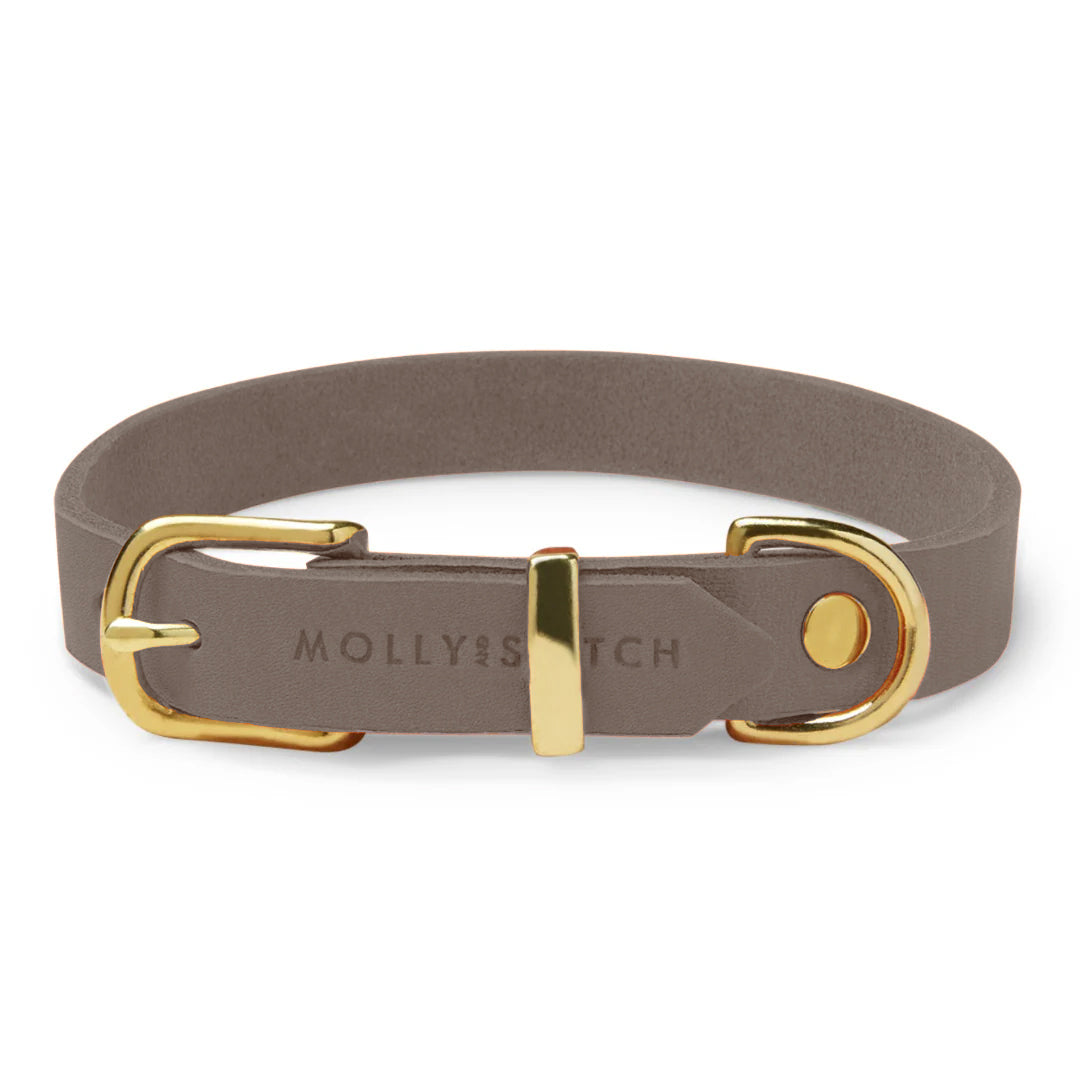 Butter Leather Dog Collar - Taupe